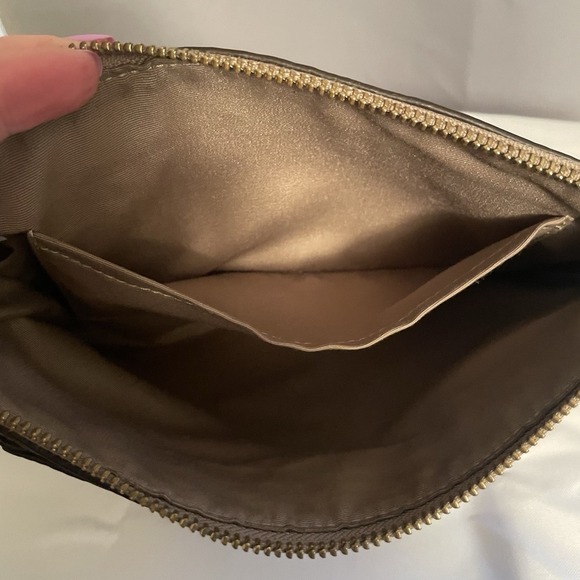 Coach Leather Suede Large Clutch Wristlet Bag Pebbled Leather F53419 Tan Beige - Picture 12 of 16